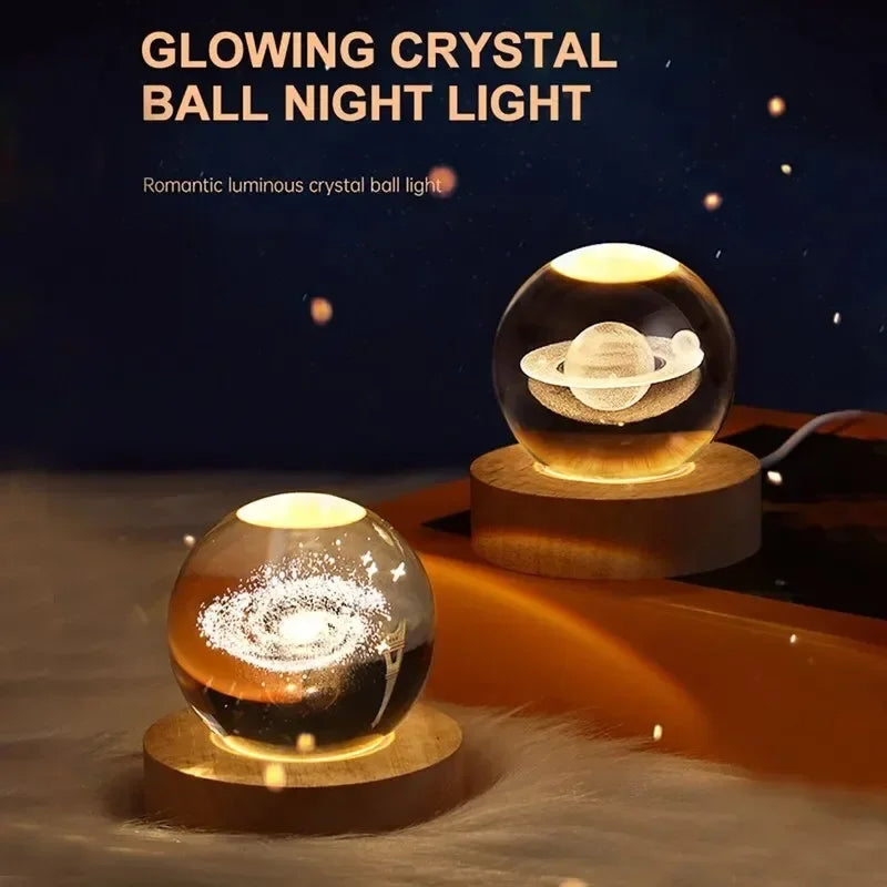 3D Crystal Ball LED Lamp with Laser Engraving.