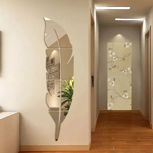 3D Silver Acrylic Leaf Mirror