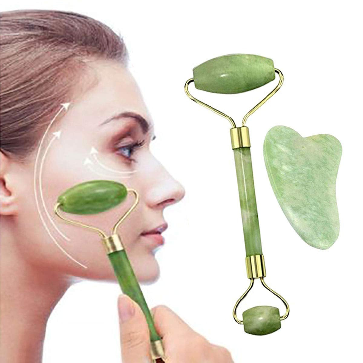 Gnker Jade Roller and Gua Sha Set for Beautiful Skin Detox