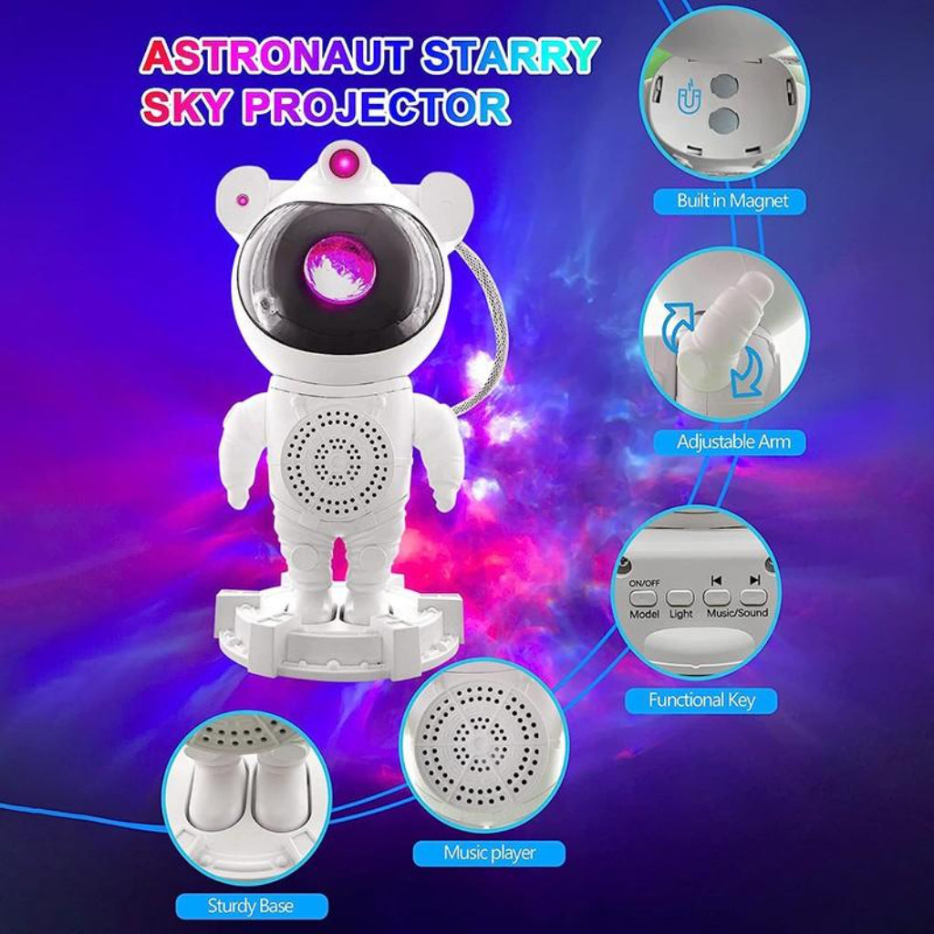 Astronaut Galaxy Light Projector, Remote Control and 360°Rotation Magnetic Head