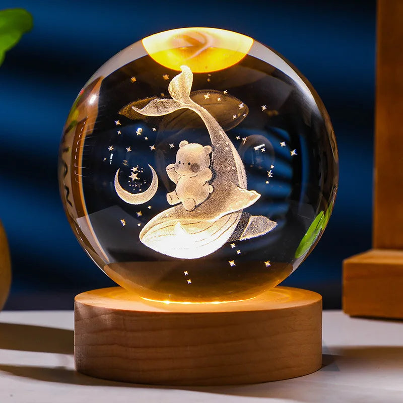 3D Crystal Ball LED Lamp with Laser Engraving.