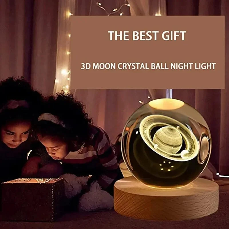 3D Crystal Ball LED Lamp with Laser Engraving.