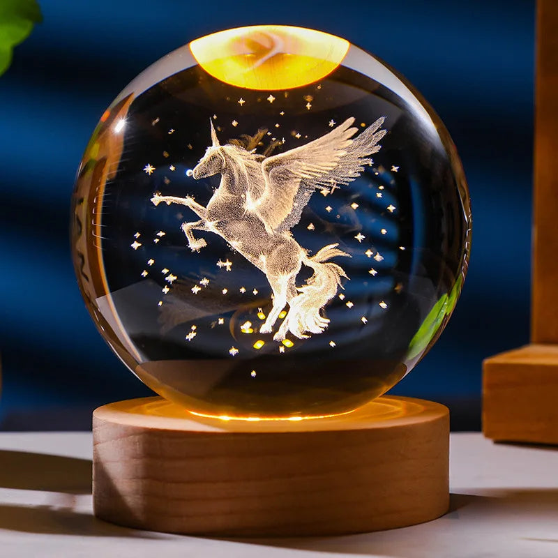 3D Crystal Ball LED Lamp with Laser Engraving.