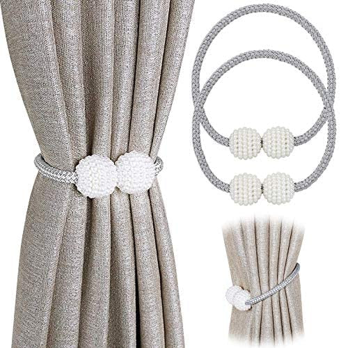 Parday Curtain Tiebacks Curtain Buckle Draperies Pearl Magnetic Rope Braided