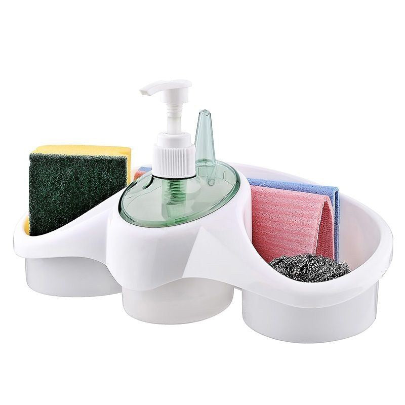 3 In 1 Soap Dispenser And Sponge Holder For Kitchen & Bathroom