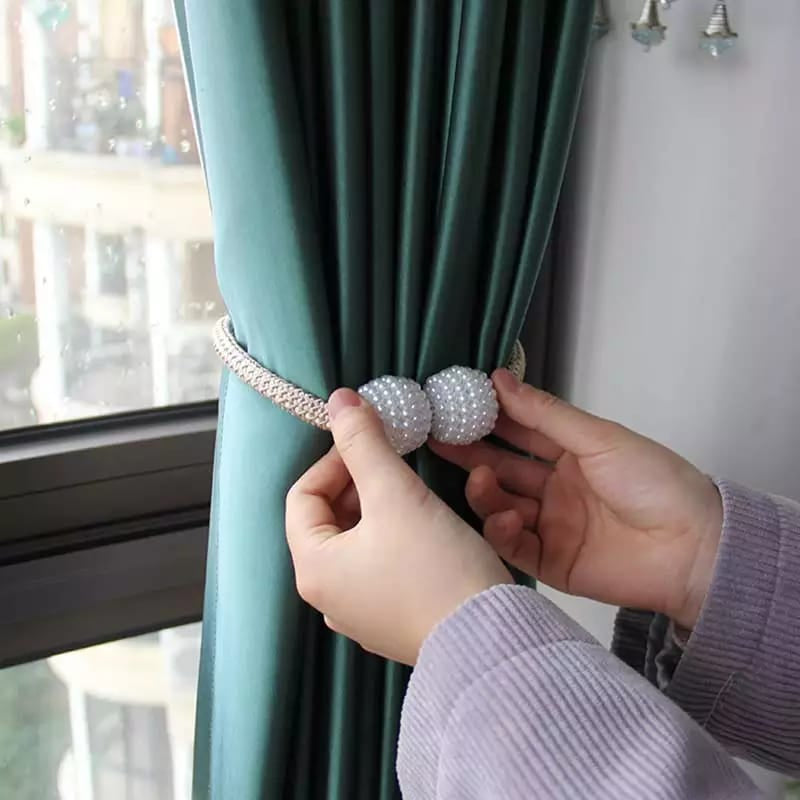 Parday Curtain Tiebacks Curtain Buckle Draperies Pearl Magnetic Rope Braided