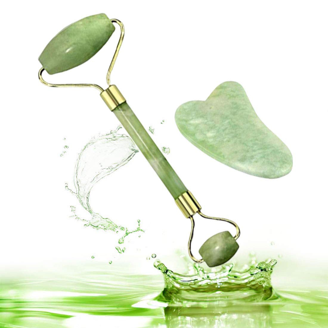 Gnker Jade Roller and Gua Sha Set for Beautiful Skin Detox