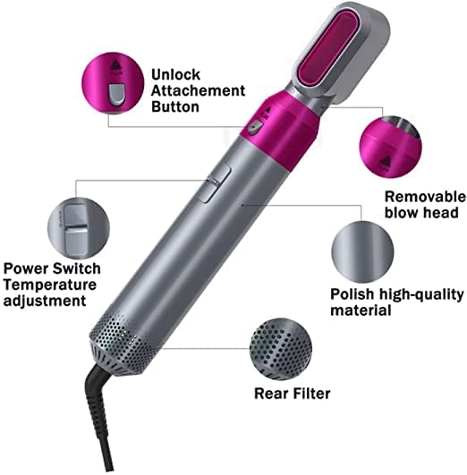 5 in 1 Multifunctional Hair Dryer & Volumizer Hair Straightener