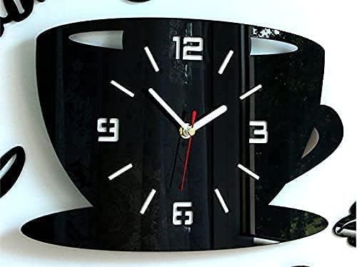 3D Wooden Clock- Coffee Cup With Coffee Beans And Spoon Shape