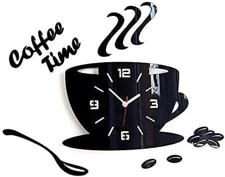 3D Wooden Clock- Coffee Cup With Coffee Beans And Spoon Shape