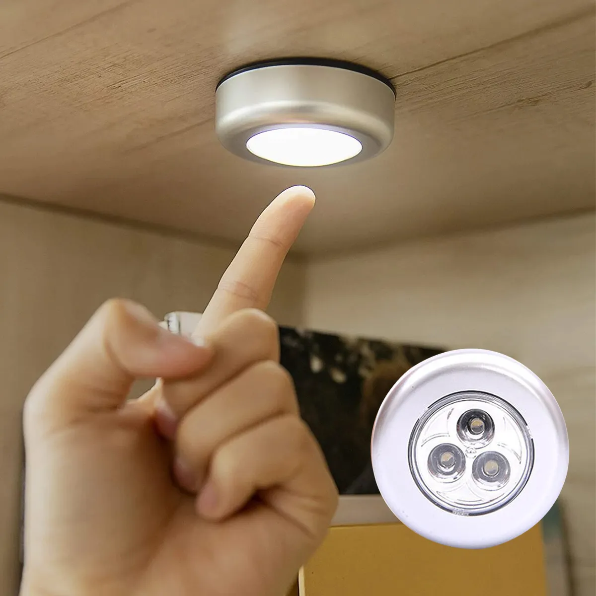 LED Push Button Tap Light for Kitchen-Wardrobe