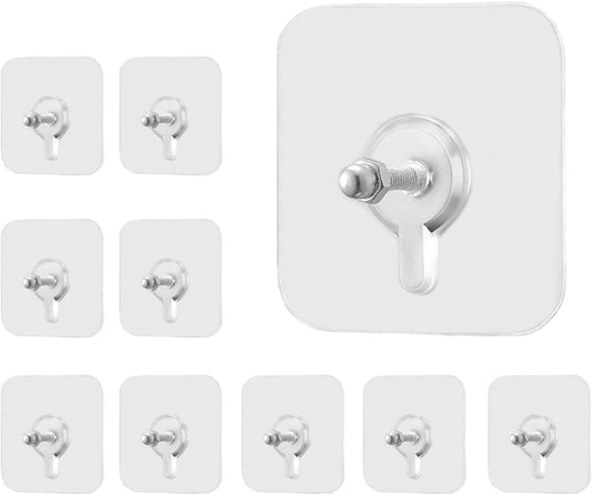 Adhesive Screw Hooks for Wall, Wall Hangers Without Nails, Heavy Duty