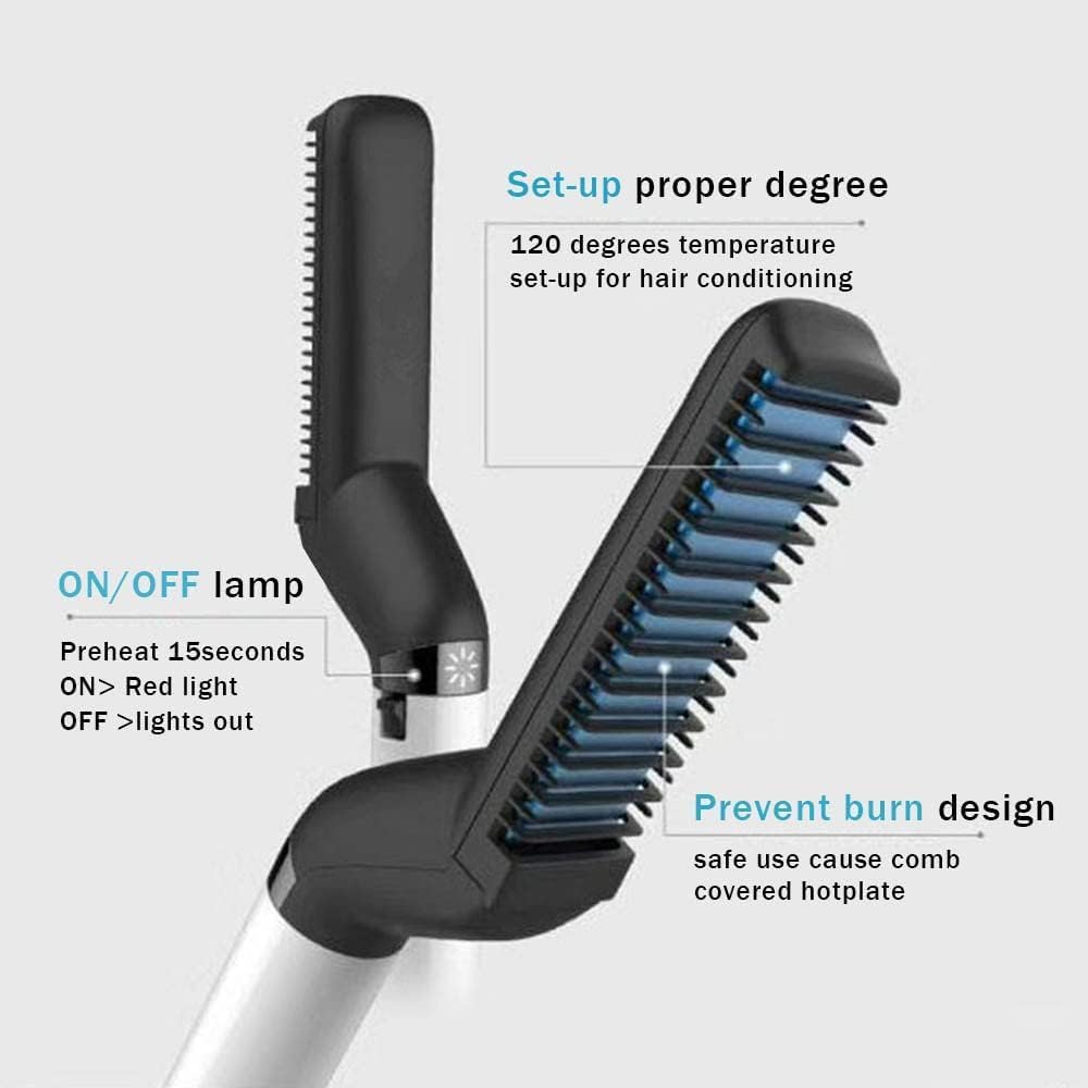 Beard Straightener for Men, Hair Straightener Brush