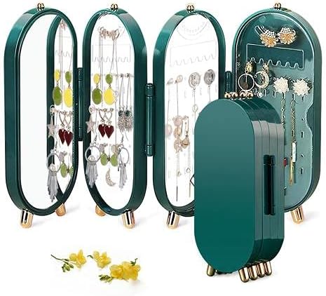 Jewelry Storage Box Earrings Display Stand Bracelet Necklace Organizer Foldable Portable