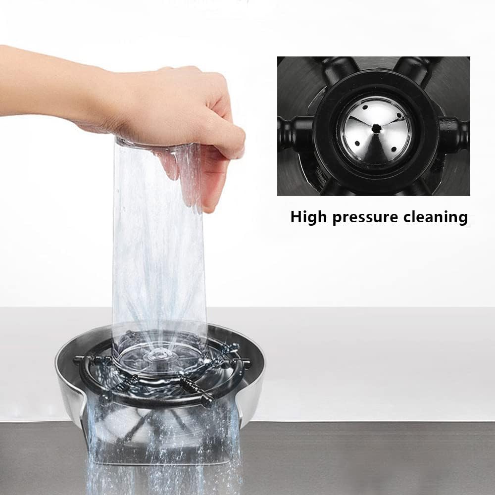 High Pressure Faucet Glass Rinse Automatic Cup Washer, Quick Rinse for Baby Bottle, Cup