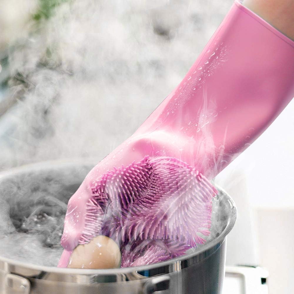 Silicone Dish Washing Gloves, Silicon Cleaning Gloves, For Kitchen Dishwashing & Pet Grooming