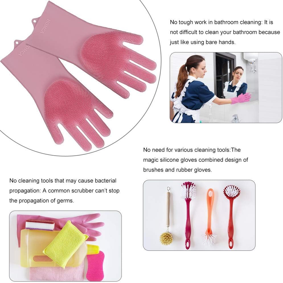 Silicone Dish Washing Gloves, Silicon Cleaning Gloves, For Kitchen Dishwashing & Pet Grooming