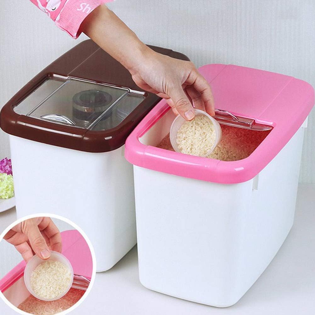 Airtight Food Storage Containers, 10kg Capacity, Rice Storage Box Grain Cereal Dispenser