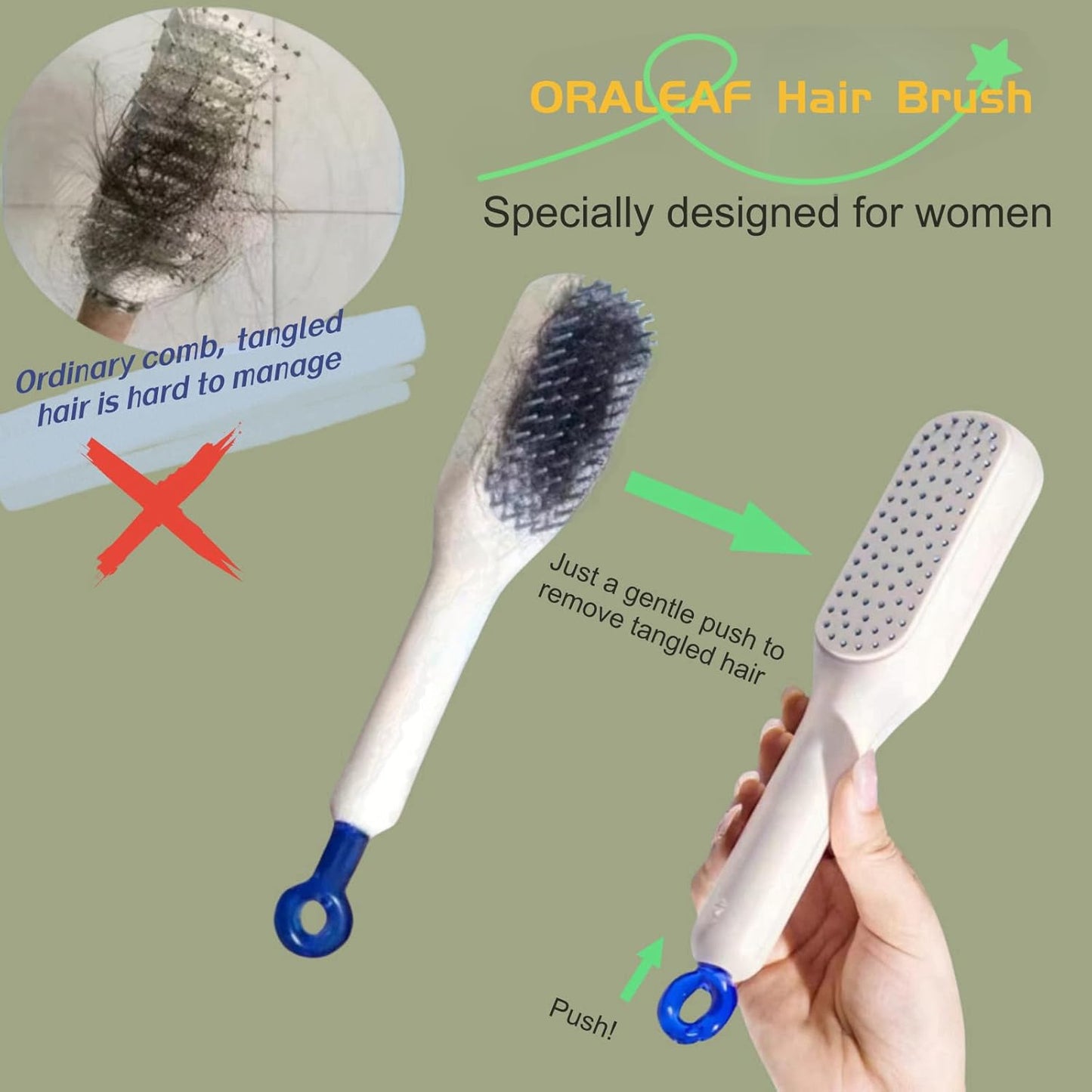 Self-Cleaning Hair Brush,  Anti-Static Massage Comb, Telescopic Magic Comb for Scalp Cleaning,