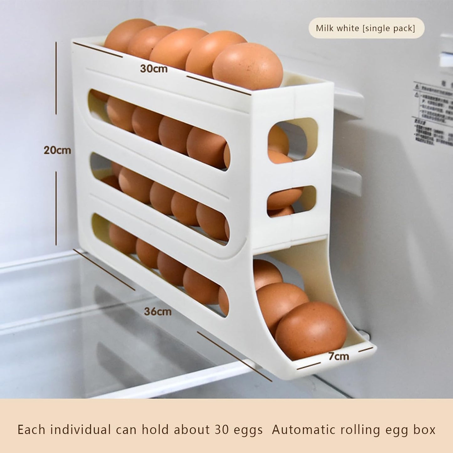 Egg Rolling Holder, Auto Rolling Fridge Egg Organizer, Space-Saving Egg Dispenser