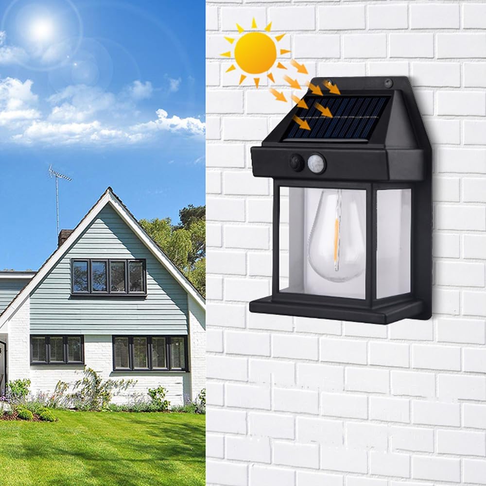 Solar Wall Light with Motion Sensor, Wireless Auto Chargeable