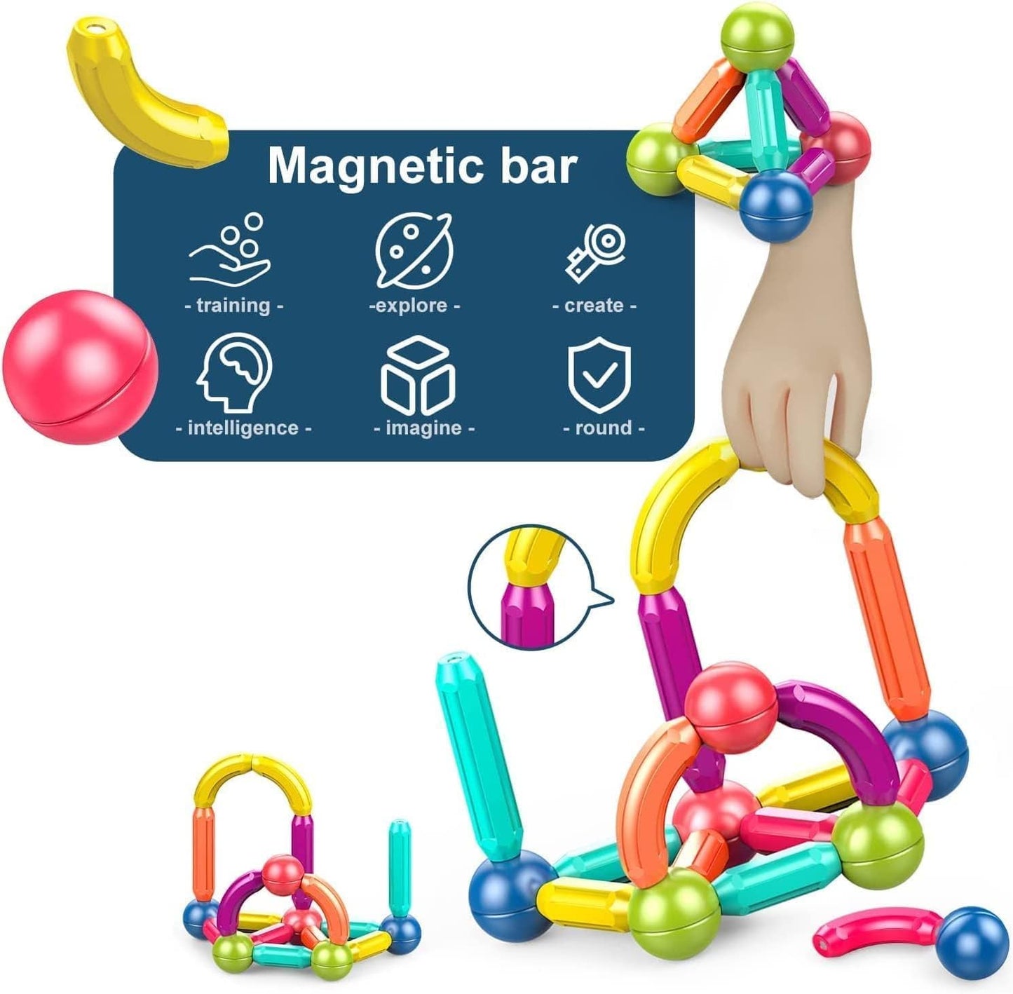 Magnetic Blocks Toy For Kids-Magnetic Bar Blocks Educational And Stimulating Magnetic Toy For Kids