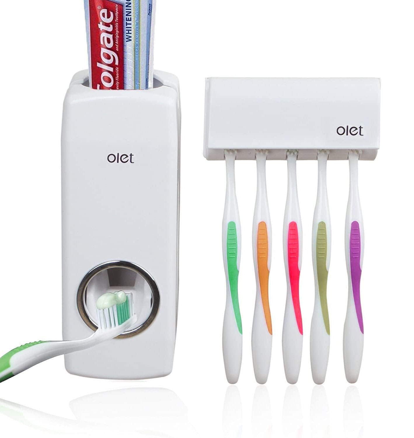 Tooth Paste Dispenser with Toothbrush Holder