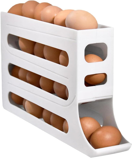 Egg Rolling Holder, Auto Rolling Fridge Egg Organizer, Space-Saving Egg Dispenser