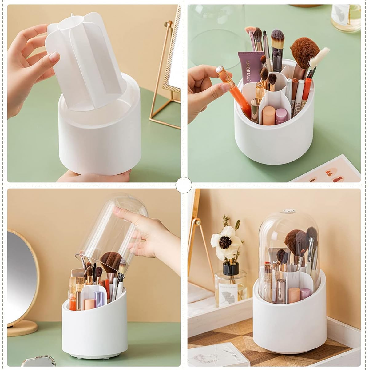 Makeup Brush Holder,360 Rotating Cosmetics Make up Brush Organizer Storage