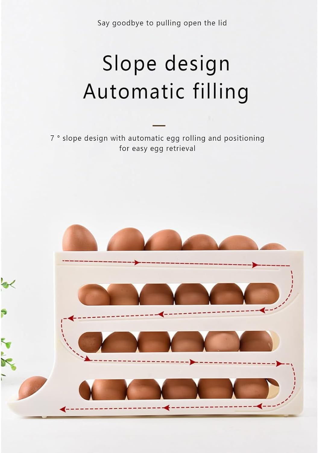 Egg Rolling Holder, Auto Rolling Fridge Egg Organizer, Space-Saving Egg Dispenser