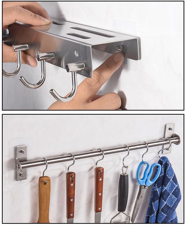 Adhesive Screw Hooks for Wall, Wall Hangers Without Nails, Heavy Duty