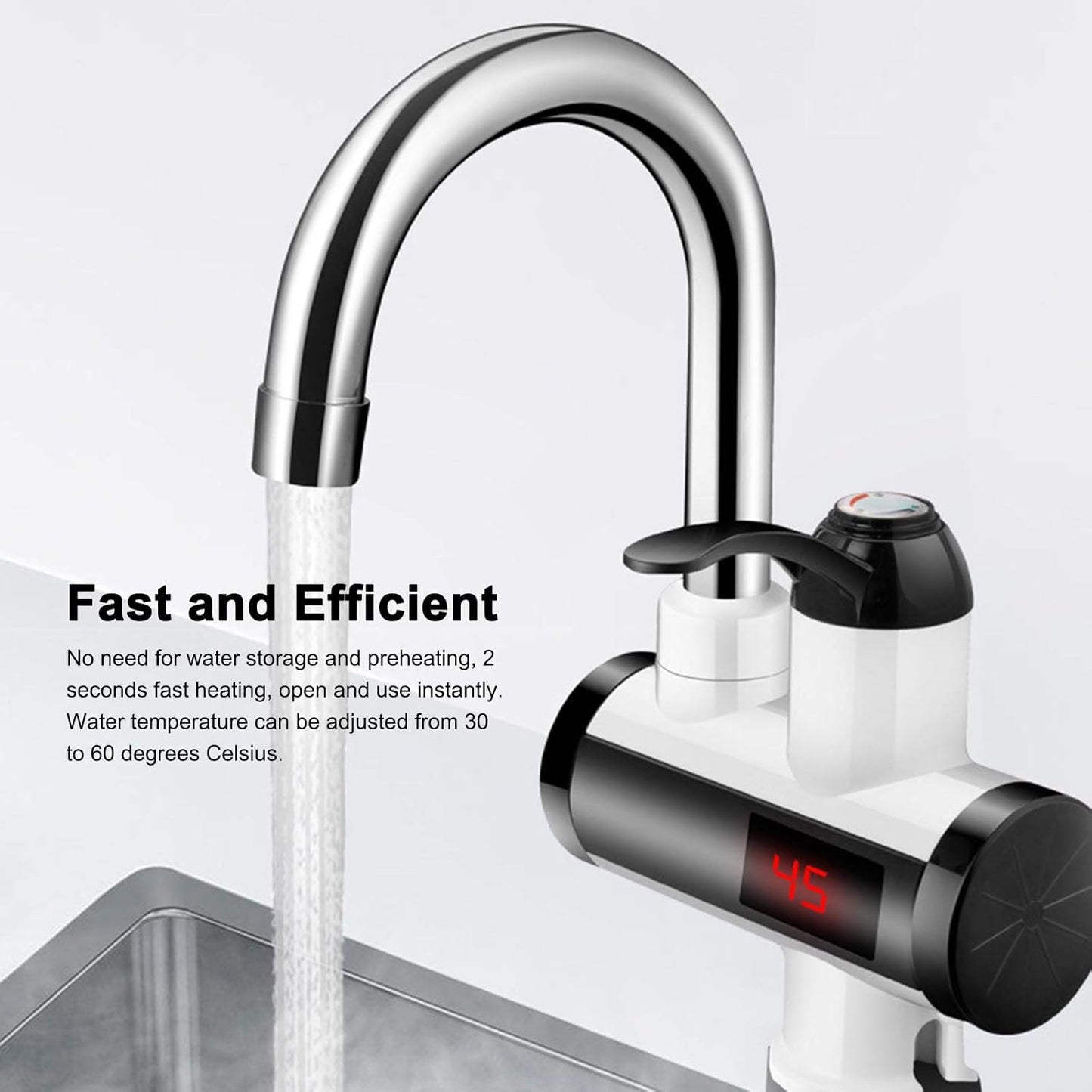 Instant Hot Water Faucet Electric Water Heater Tap with LED Digital Display