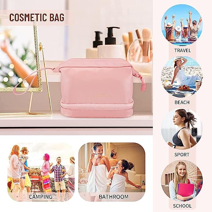 Makeup Bag Large Capacity Cosmetic Bag, Double Layer Make Up Bag, Cosmetic Travel Bag