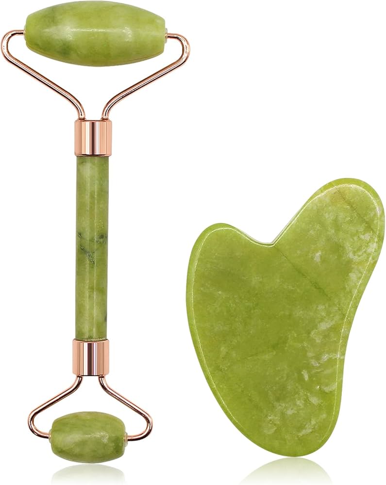 Gnker Jade Roller and Gua Sha Set for Beautiful Skin Detox