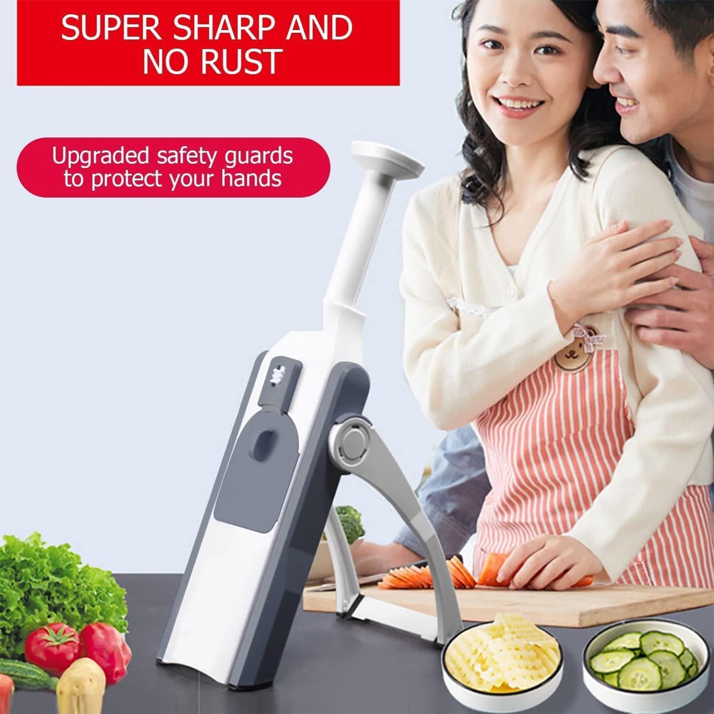 Vegetable Chopper, Thickness Adjustable Mandoliner Food Slicer, Onion, Potato, Tomato Cutter Dicer