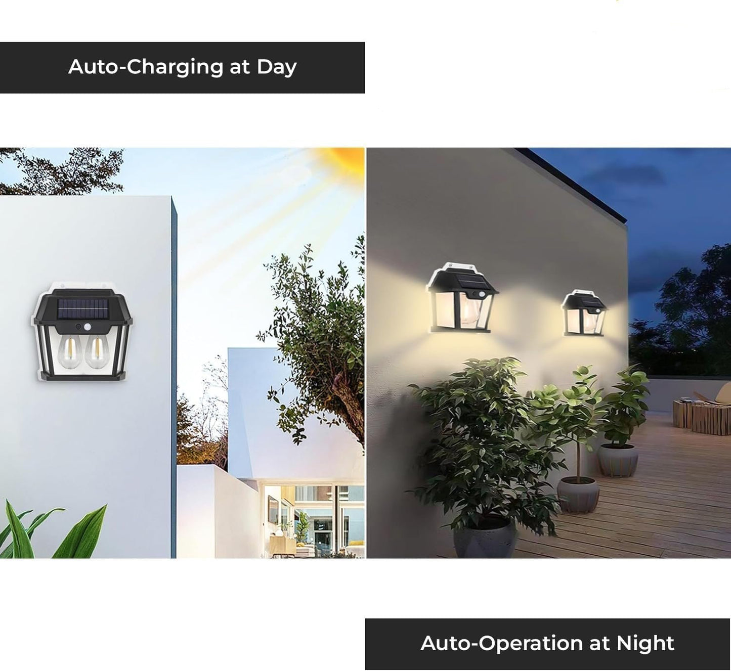 Solar Wall Light with Motion Sensor, Wireless Auto Chargeable