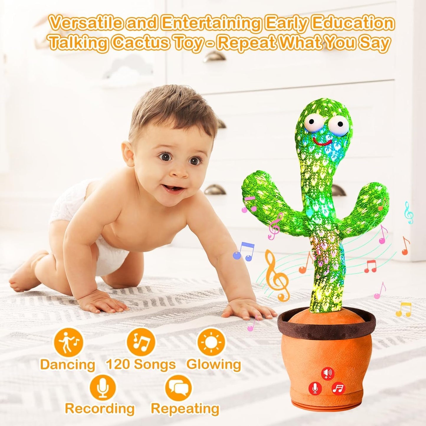 Cactus Baby Toys for Kids Dancing, Cactus Toys Can Sing Wriggle & Singing, Recording Repeat, Talking Toy