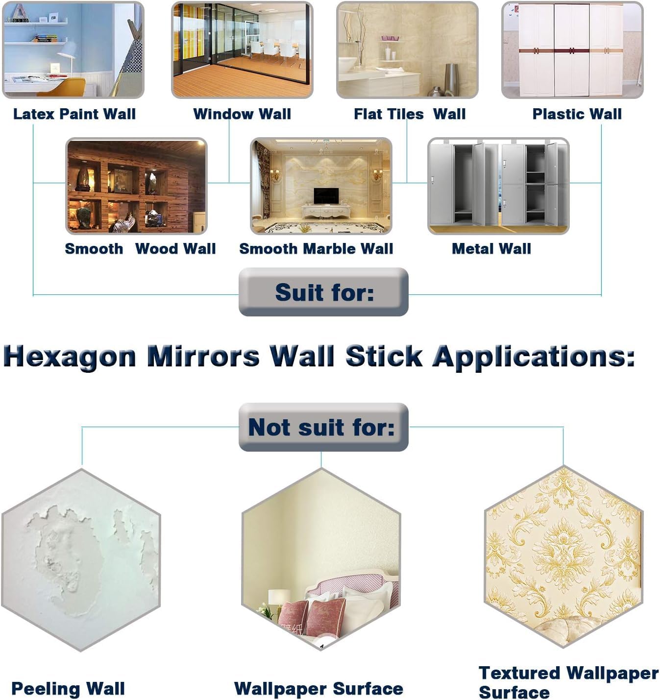 24 Pieces Hexagon Acrylic Mirror Wall Stickers Removable for Home Room Living Bedroom Decor (Silver)