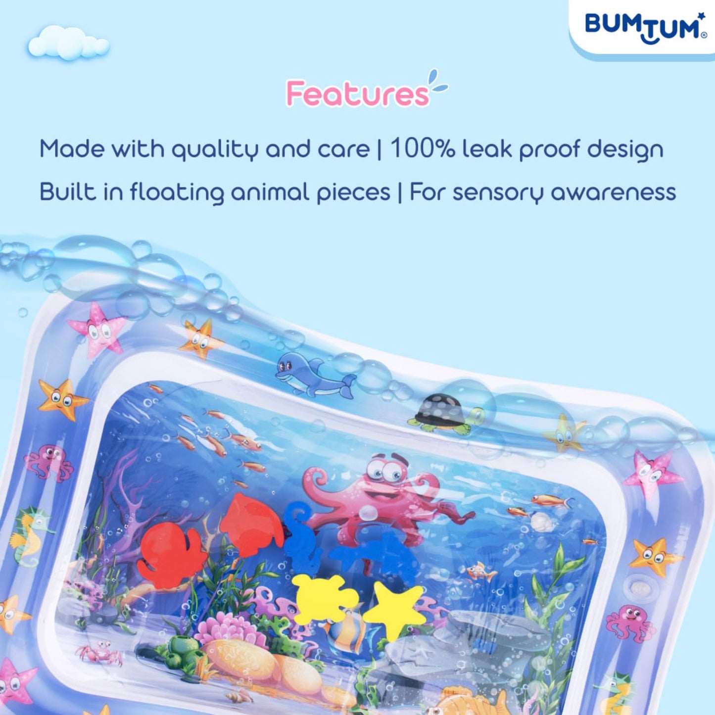 Baby Water Play Mat Toy Inflatable Tummy Time Leak-Proof