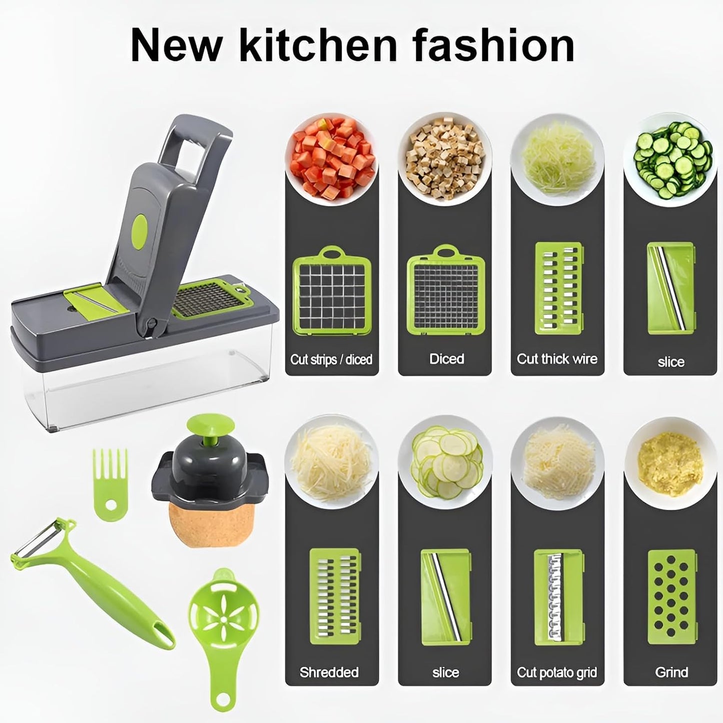 16 in 1 Veggie Chopper, Kitchen Vegetable Chopper, Pro Food Chopper