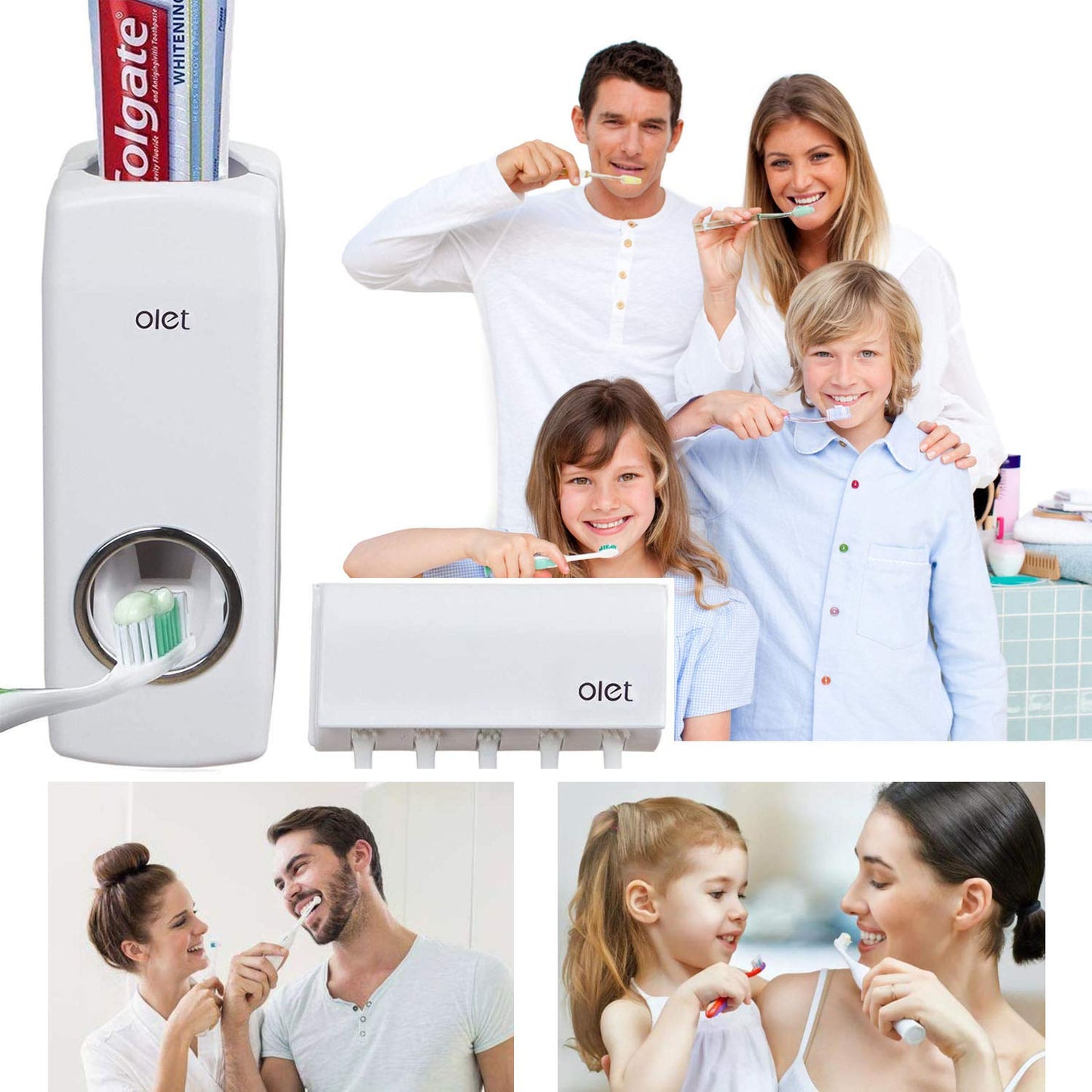 Tooth Paste Dispenser with Toothbrush Holder