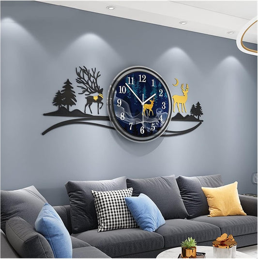 Forest Figure Deer 3d Wall Clock