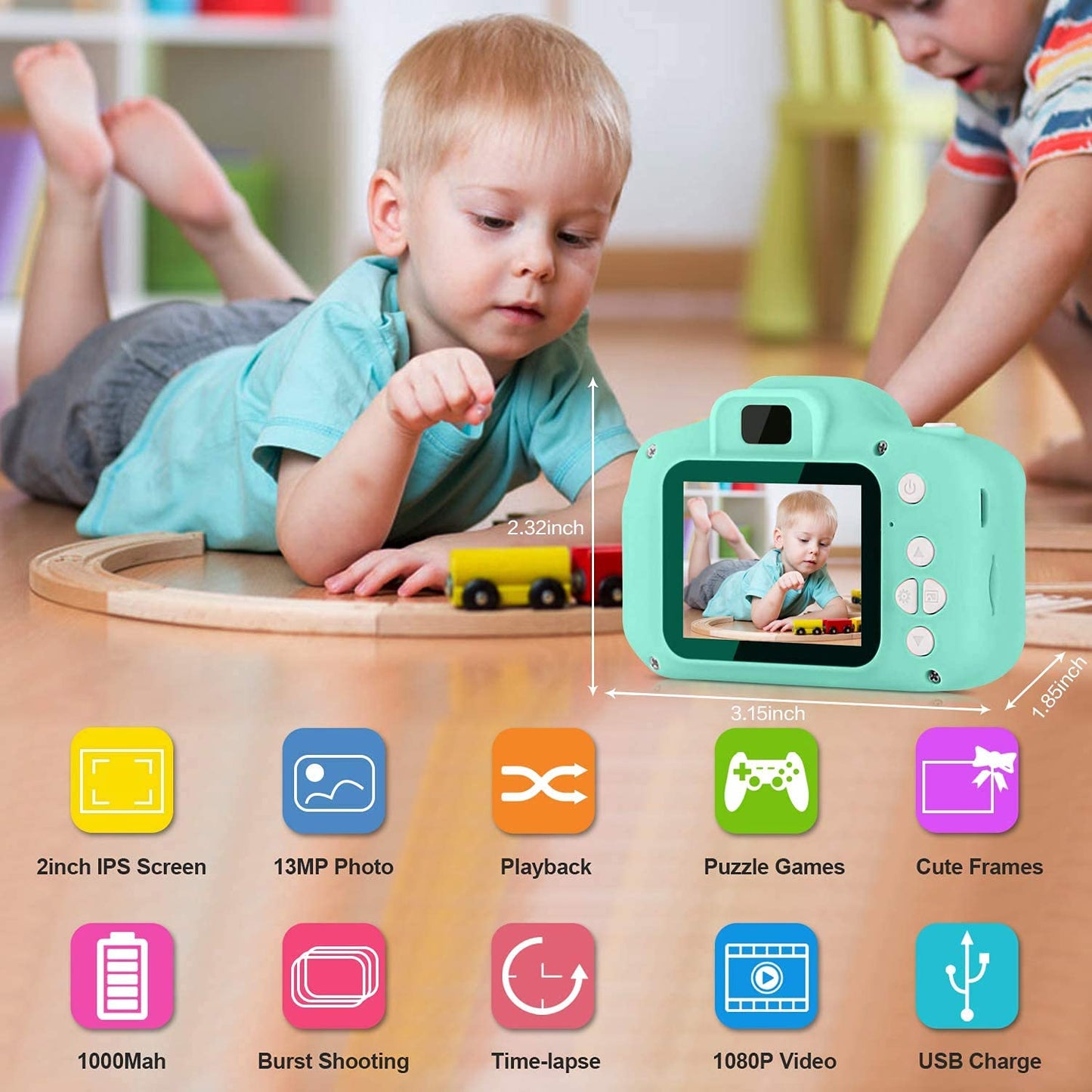 Kids Camera for Girls Boys, Kids Selfie Camera Toy 13MP 1080P HD Digital Video Camera for Toddler