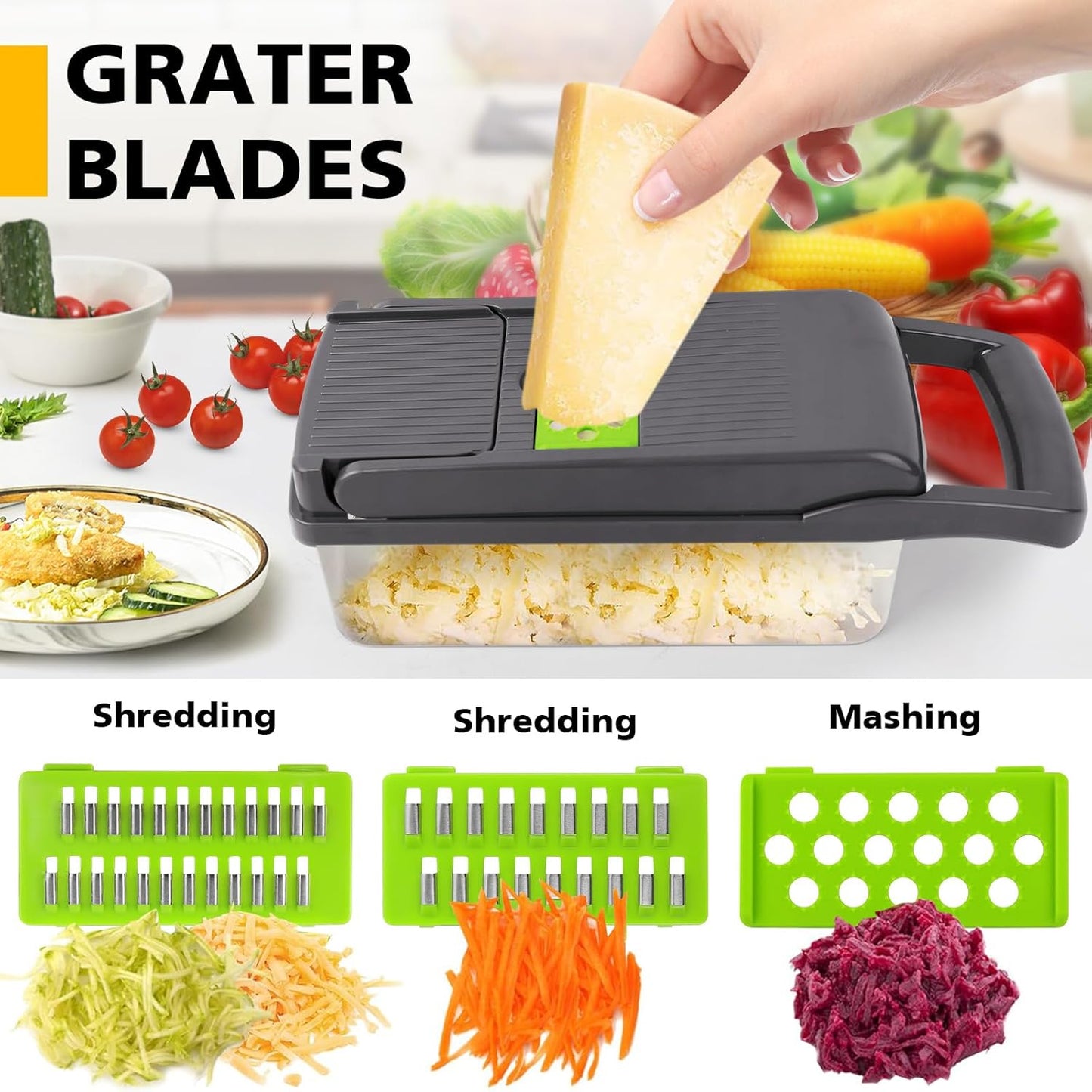 16 in 1 Veggie Chopper, Kitchen Vegetable Chopper, Pro Food Chopper