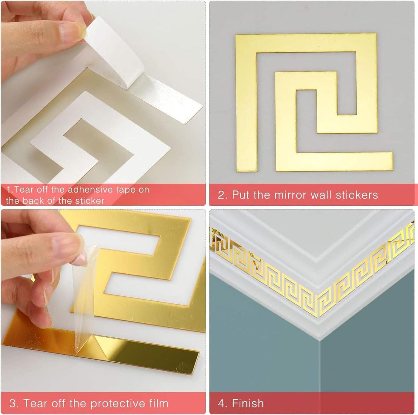 Gold Mirror Border Self adhesive Stickers