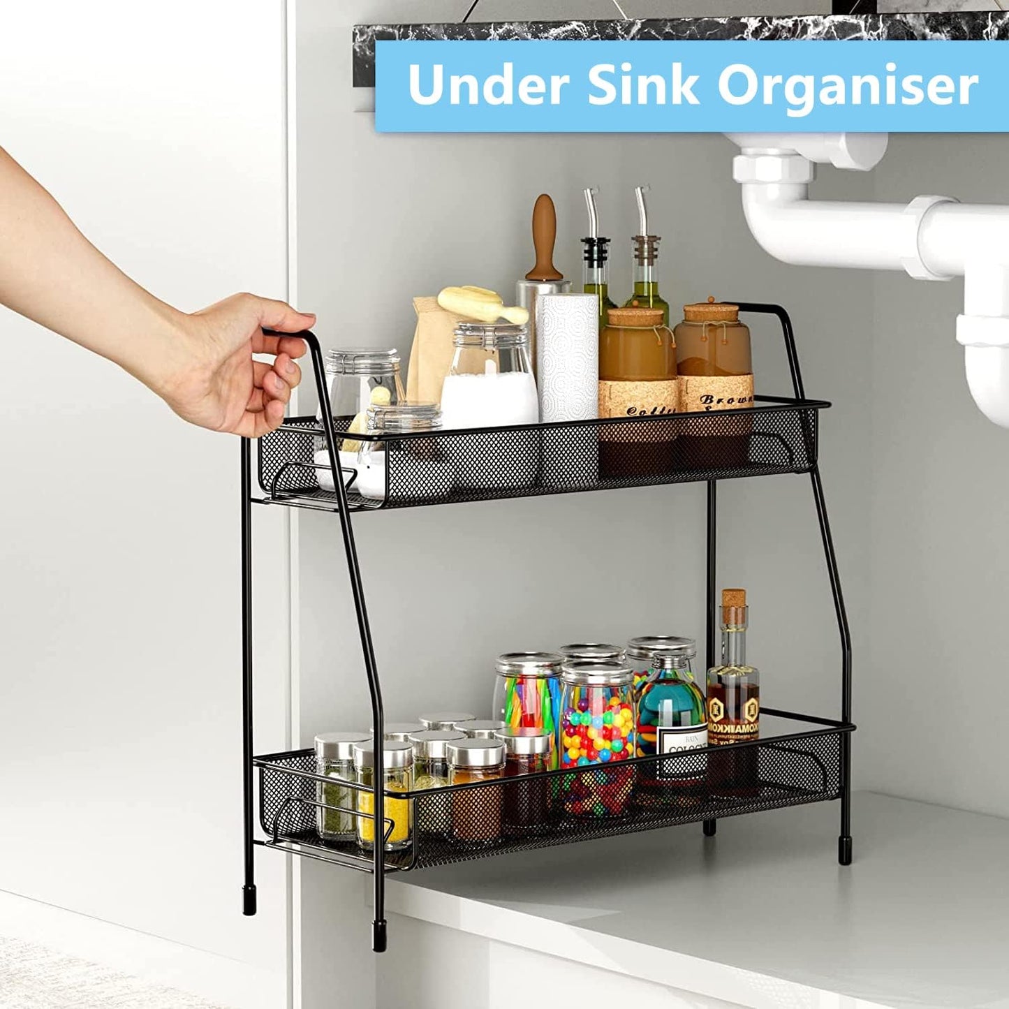 Spice rack organizer metal, 2 tier Spice Rack Organizer, storage shelf Rack