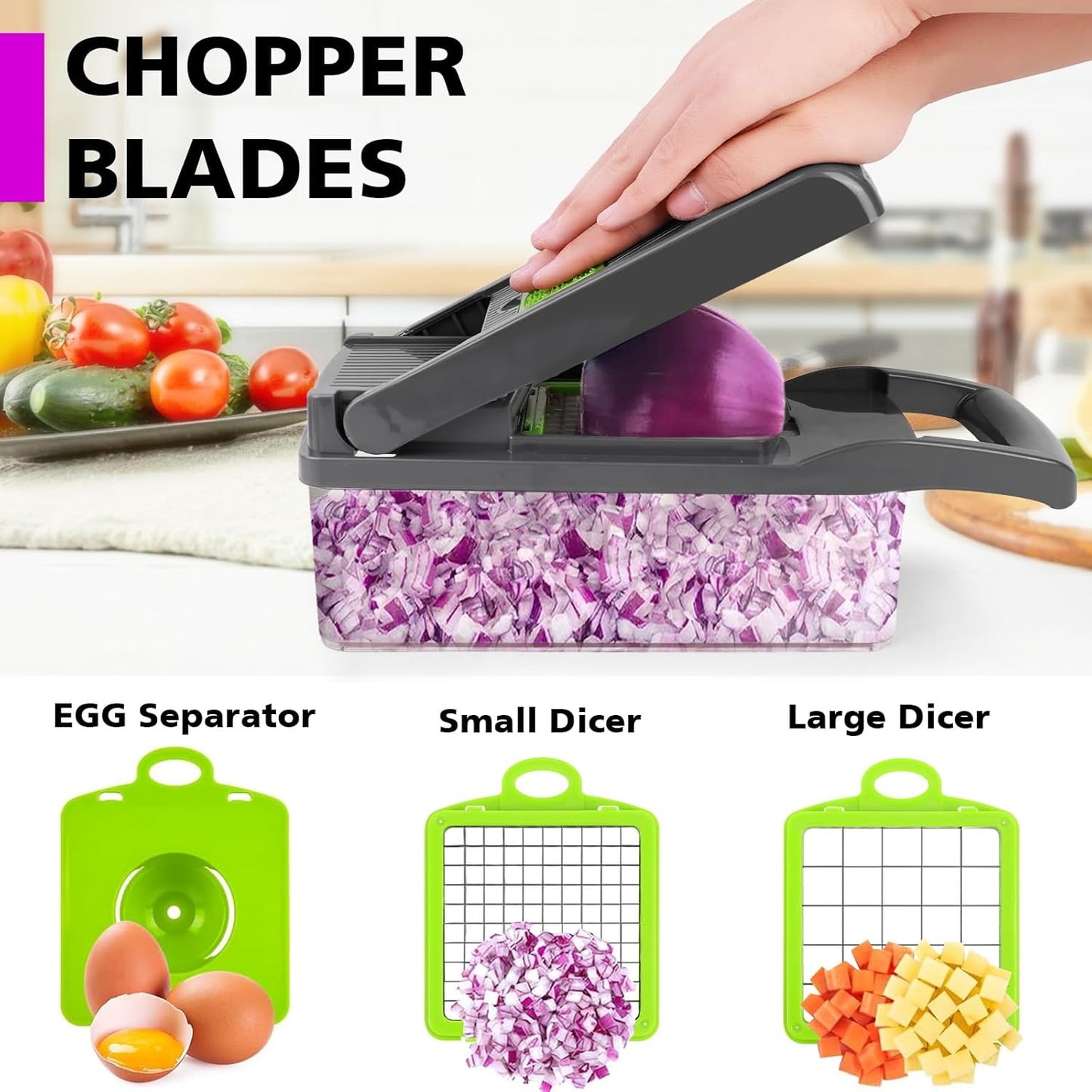 16 in 1 Veggie Chopper, Kitchen Vegetable Chopper, Pro Food Chopper