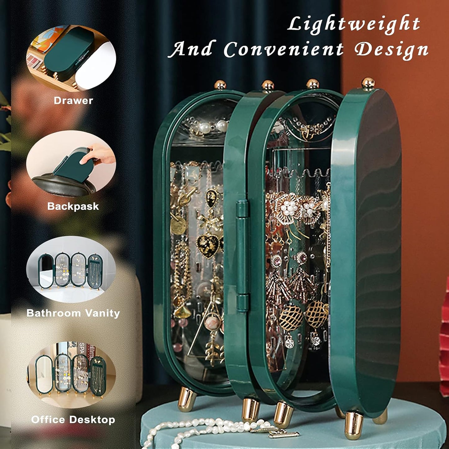 Jewelry Storage Box Earrings Display Stand Bracelet Necklace Organizer Foldable Portable