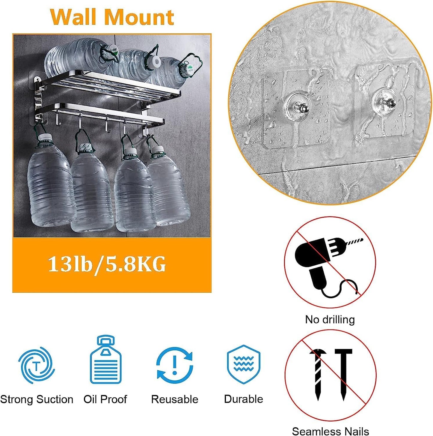 Adhesive Screw Hooks for Wall, Wall Hangers Without Nails, Heavy Duty