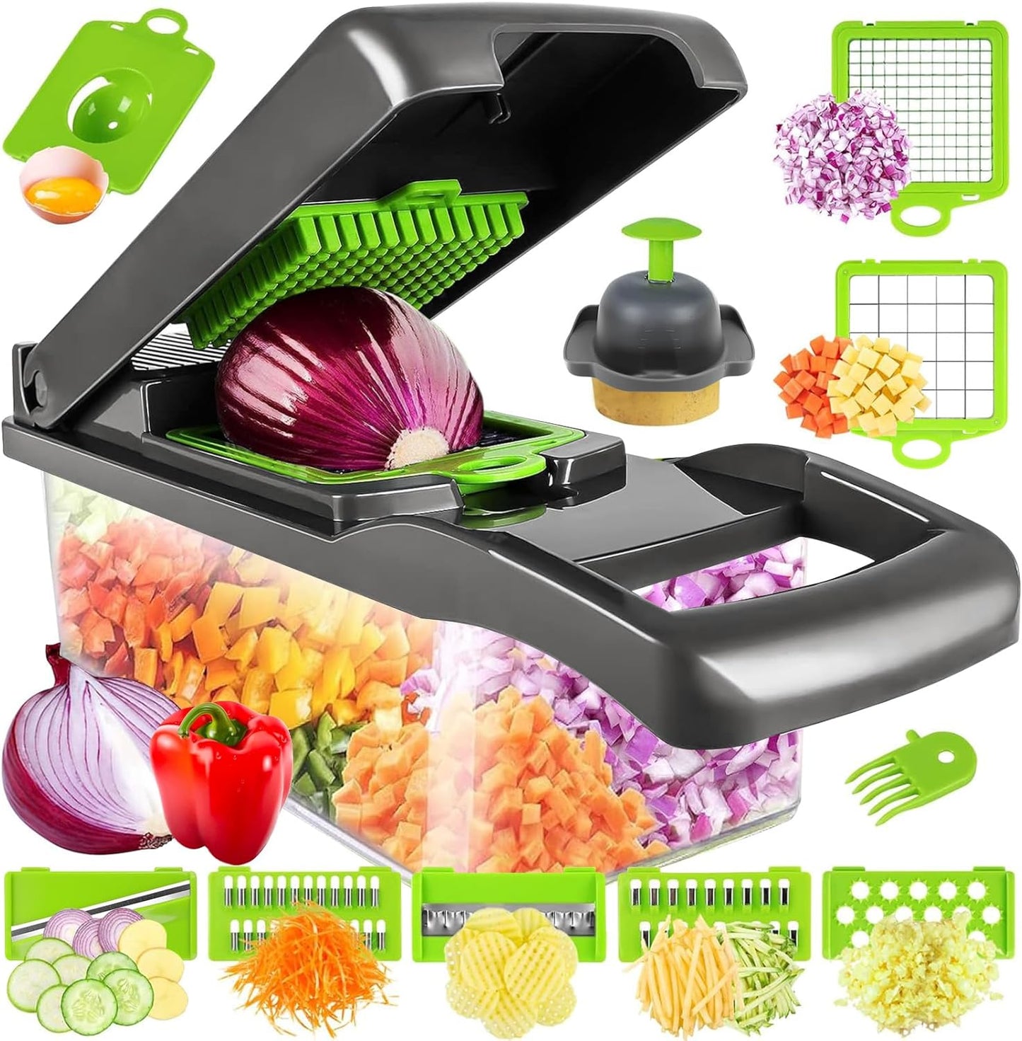 16 in 1 Veggie Chopper, Kitchen Vegetable Chopper, Pro Food Chopper